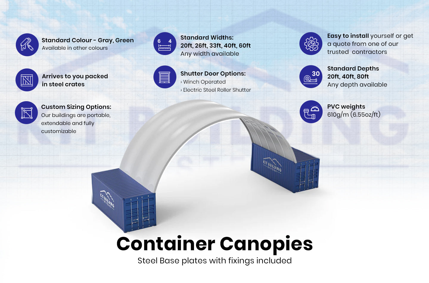 Container Canopies - 40ft x 20ft x 15ft (12m x 6m x 4.5m)