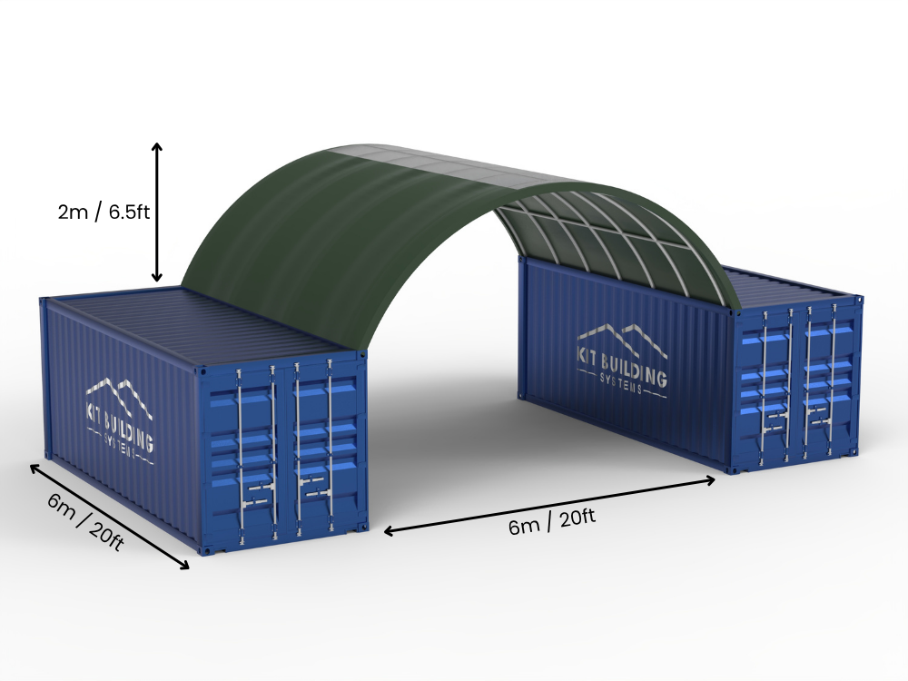 6m (20ft) Hapësirë | Tenda Kontejnerësh Gjerësia 20ft, Lartësia 6.5ft (6m x 2m)