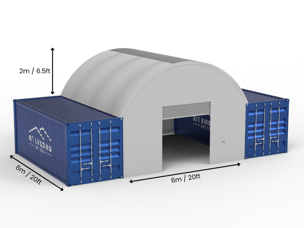 6m (20ft) Hapësirë | Tenda Kontejnerësh Gjerësia 20ft, Lartësia 6.5ft (6m x 2m)