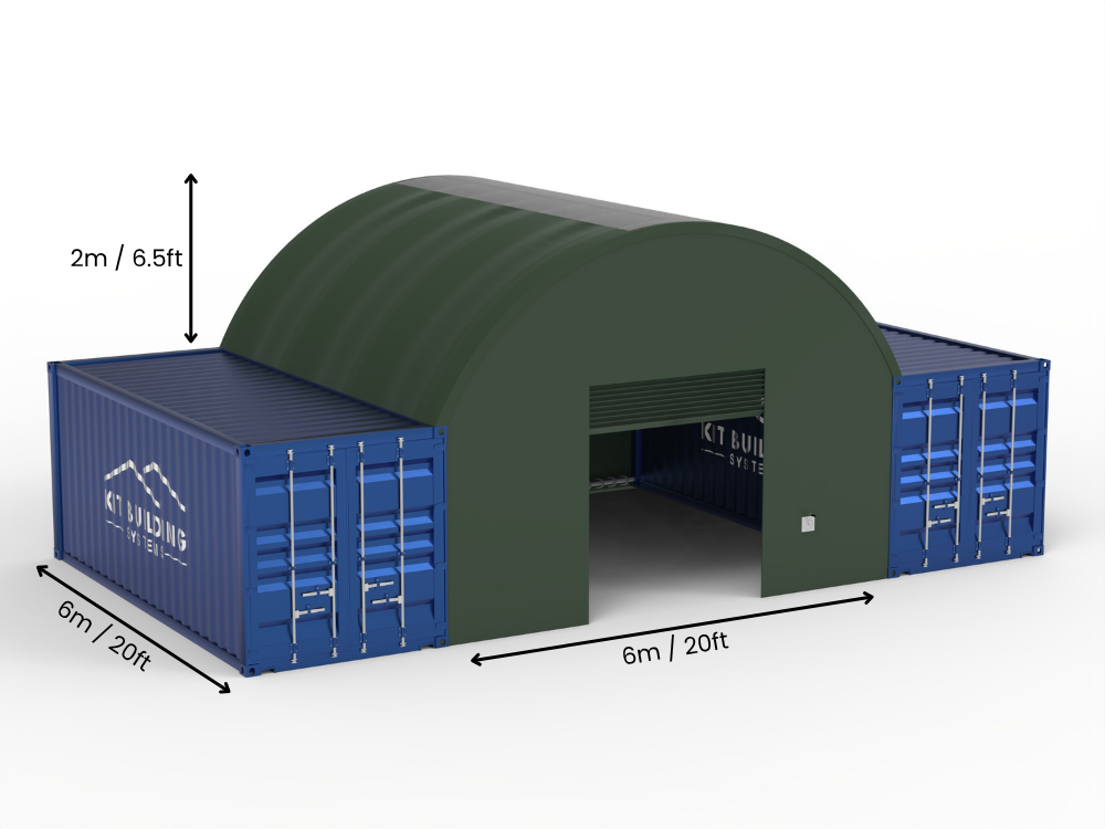 6m (20ft) Hapësirë | Tenda Kontejnerësh Gjerësia 20ft, Lartësia 6.5ft (6m x 2m)