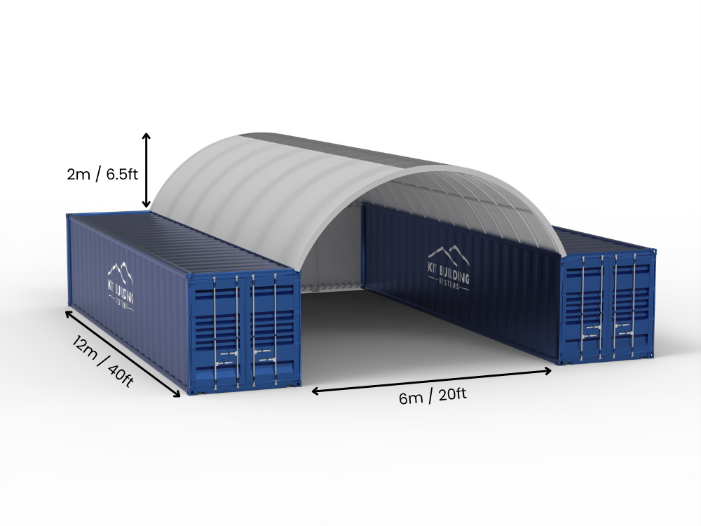 6m (20ft) Hapësirë | Tenda Kontejnerësh Gjerësia 20ft, Lartësia 6.5ft (6m x 2m)