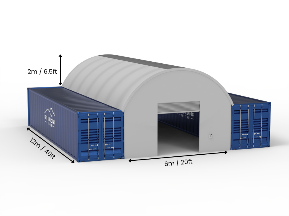 6m (20ft) Hapësirë | Tenda Kontejnerësh Gjerësia 20ft, Lartësia 6.5ft (6m x 2m)