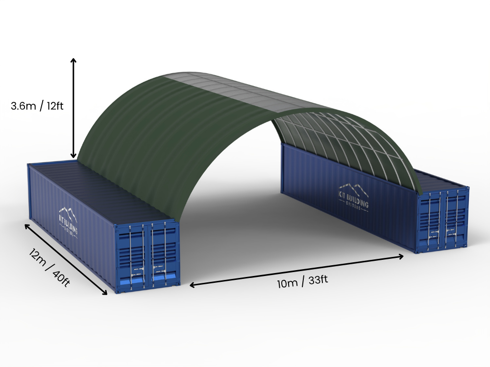 Hapësira 10m (33ft) | Tenda Kontejnerësh - 33ft x 12ft (10m x 3.6m)