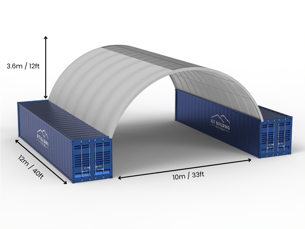 Hapësira 10m (33ft) | Tenda Kontejnerësh - 33ft x 12ft (10m x 3.6m)