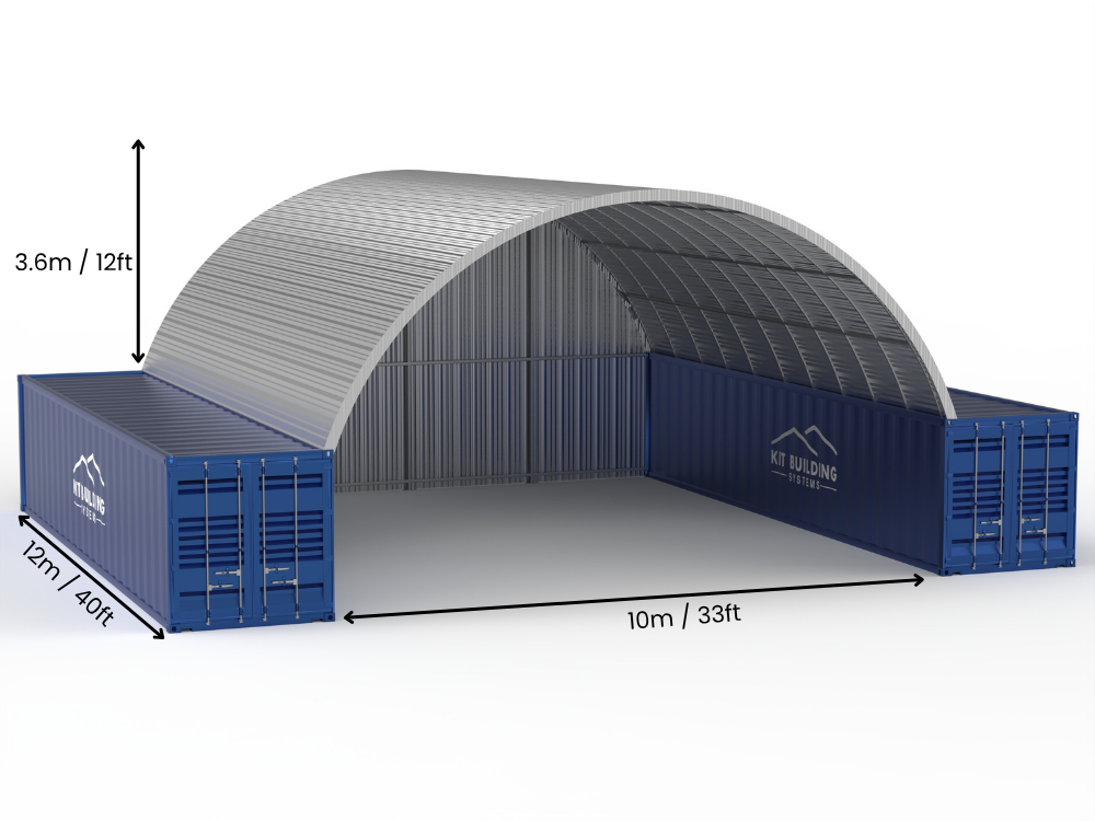 Hapësira 10m (33ft) | Tenda Kontejnerësh prej Çeliku - 33ft x 12ft (10m x 3.6m)
