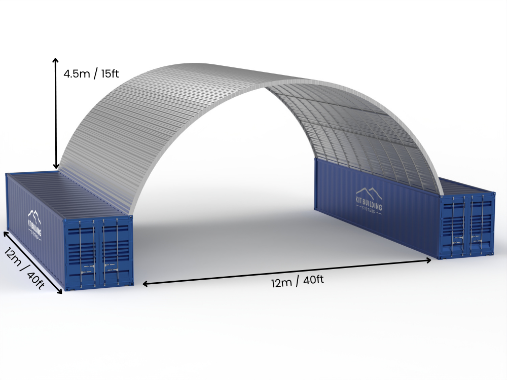Hapësira 12m (40ft) | Tenda Kontejnerësh prej Çeliku - 40ft x 15ft (12m x 4.5m)