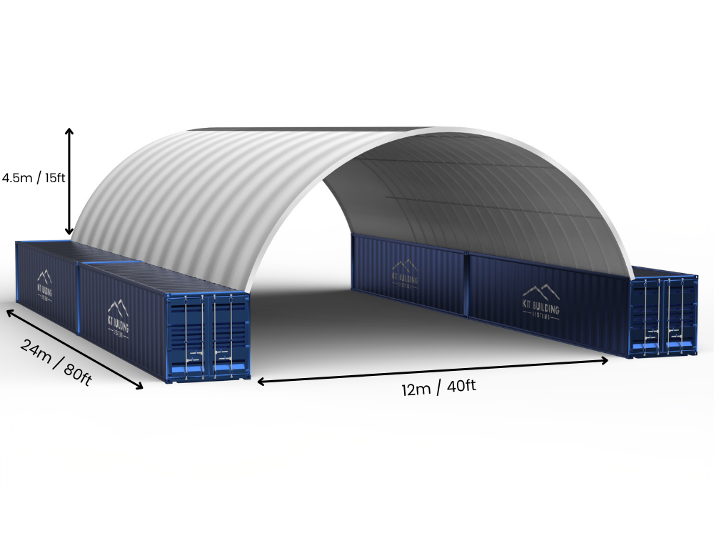 Hapësira 12m (40ft) | Tenda Kontejnerësh - 40ft x 12ft (12m x 4.5m)