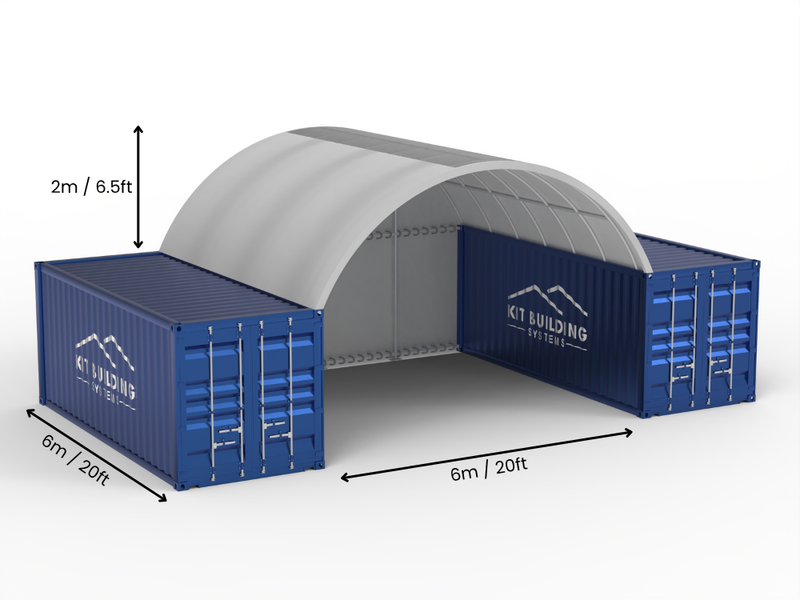 6m (20ft) Hapësirë | Tenda Kontejnerësh Gjerësia 20ft, Lartësia 6.5ft (6m x 2m)