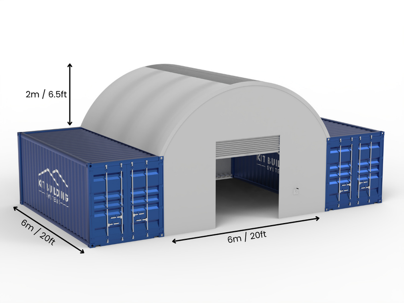 6m (20ft) Hapësirë | Tenda Kontejnerësh Gjerësia 20ft, Lartësia 6.5ft (6m x 2m)