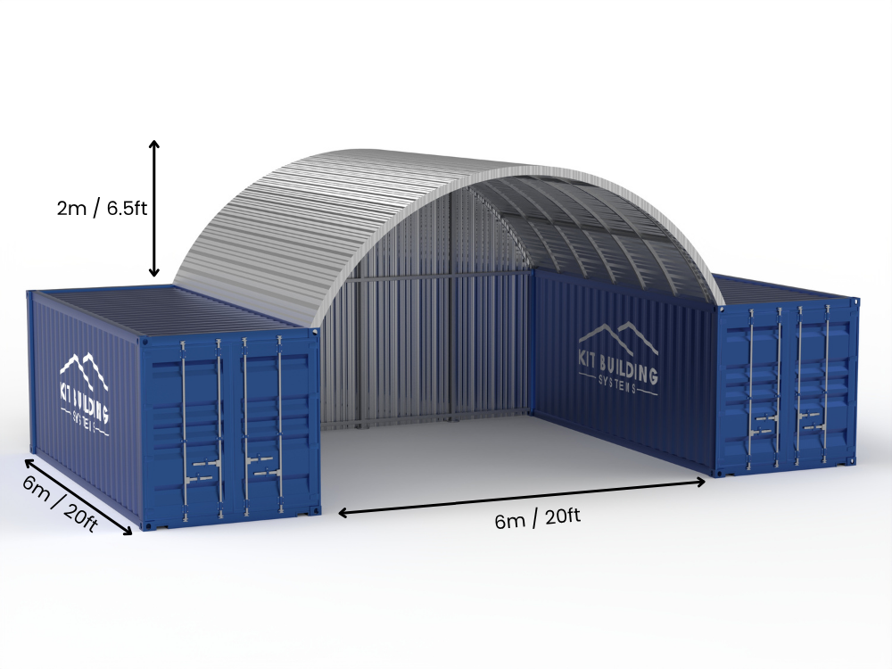 6m (20ft) Hapësirë | Tenda Kontejner Çeliku Gjerësia 20ft, Lartësia 6.5ft (6m x 2m)