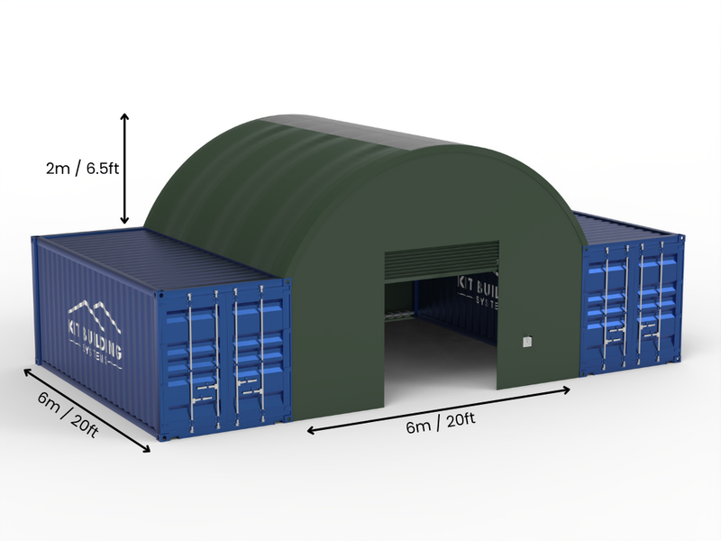 6m (20ft) Hapësirë | Tenda Kontejnerësh Gjerësia 20ft, Lartësia 6.5ft (6m x 2m)