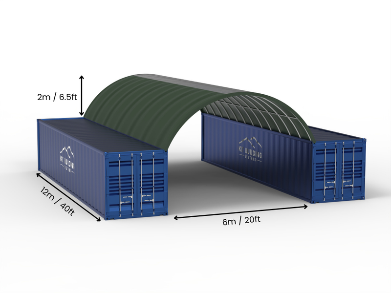 6m (20ft) Hapësirë | Tenda Kontejnerësh Gjerësia 20ft, Lartësia 6.5ft (6m x 2m)