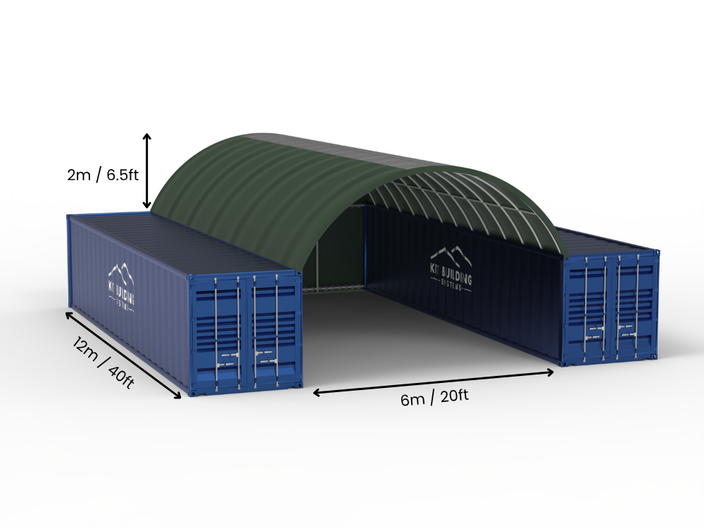6m (20ft) Hapësirë | Tenda Kontejnerësh Gjerësia 20ft, Lartësia 6.5ft (6m x 2m)