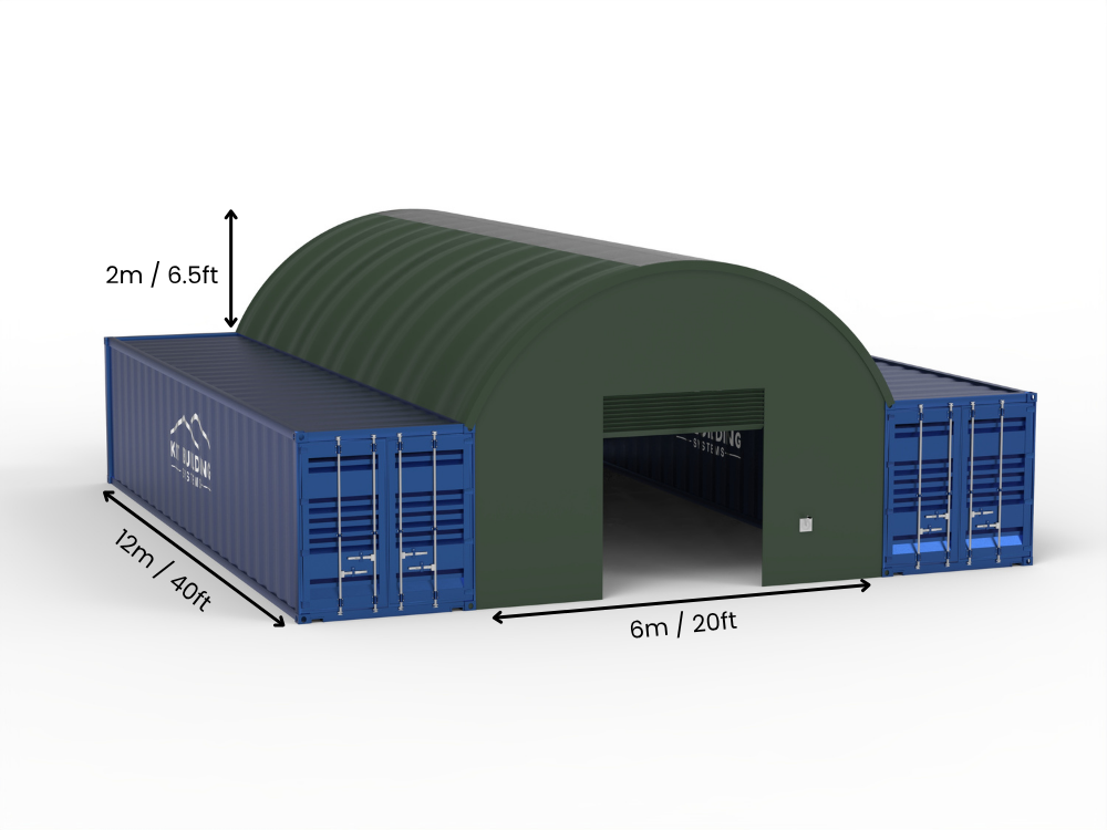 6m (20ft) Hapësirë | Tenda Kontejnerësh Gjerësia 20ft, Lartësia 6.5ft (6m x 2m)