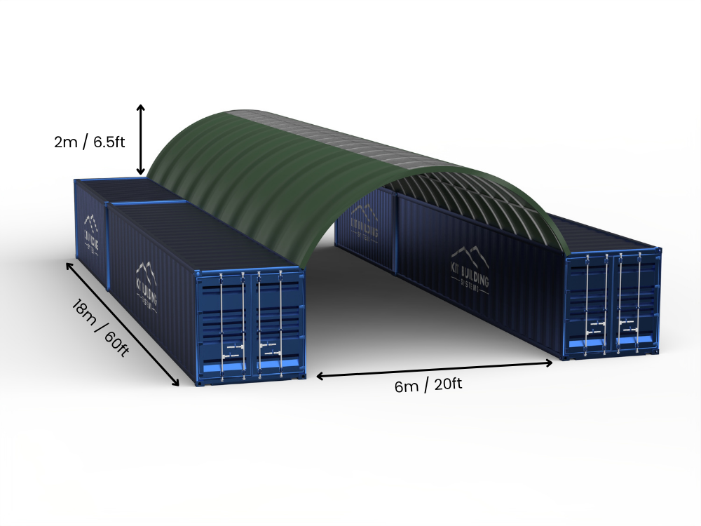 6m (20ft) Hapësirë | Tenda Kontejnerësh Gjerësia 20ft, Lartësia 6.5ft (6m x 2m)