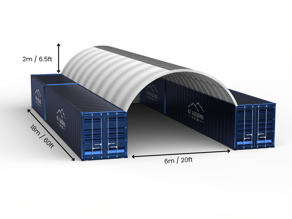 6m (20ft) Hapësirë | Tenda Kontejnerësh Gjerësia 20ft, Lartësia 6.5ft (6m x 2m)