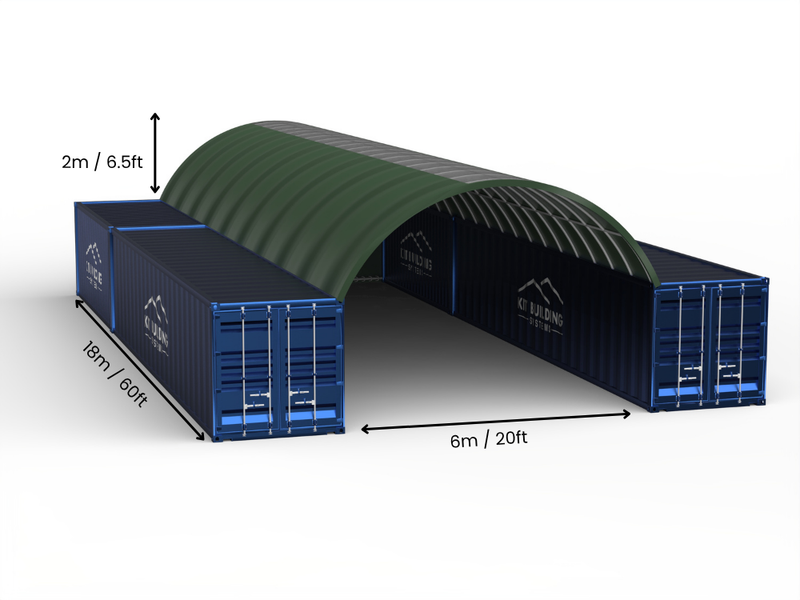 6m (20ft) Hapësirë | Tenda Kontejnerësh Gjerësia 20ft, Lartësia 6.5ft (6m x 2m)
