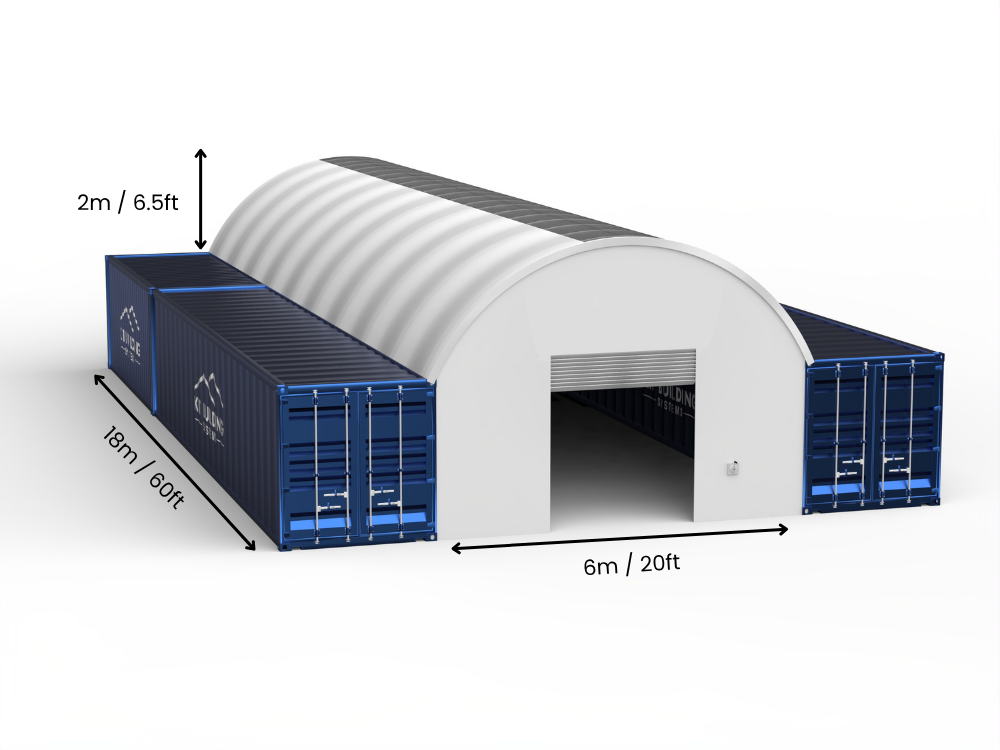 6m (20ft) Hapësirë | Tenda Kontejnerësh Gjerësia 20ft, Lartësia 6.5ft (6m x 2m)