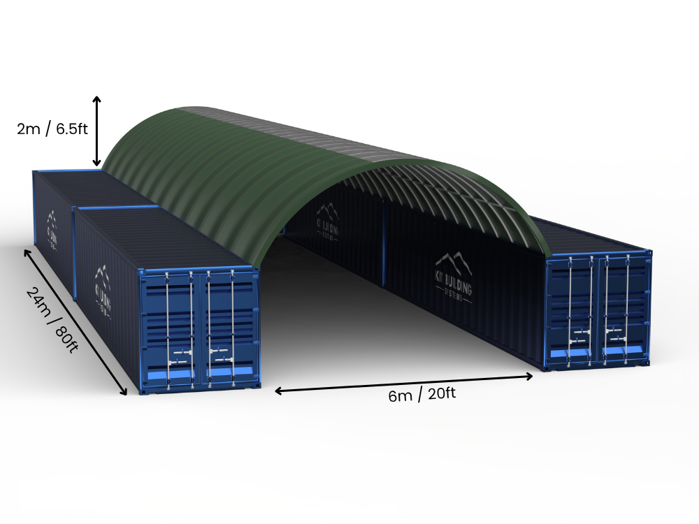 6m (20ft) Hapësirë | Tenda Kontejnerësh Gjerësia 20ft, Lartësia 6.5ft (6m x 2m)