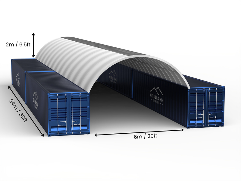 6m (20ft) Hapësirë | Tenda Kontejnerësh Gjerësia 20ft, Lartësia 6.5ft (6m x 2m)