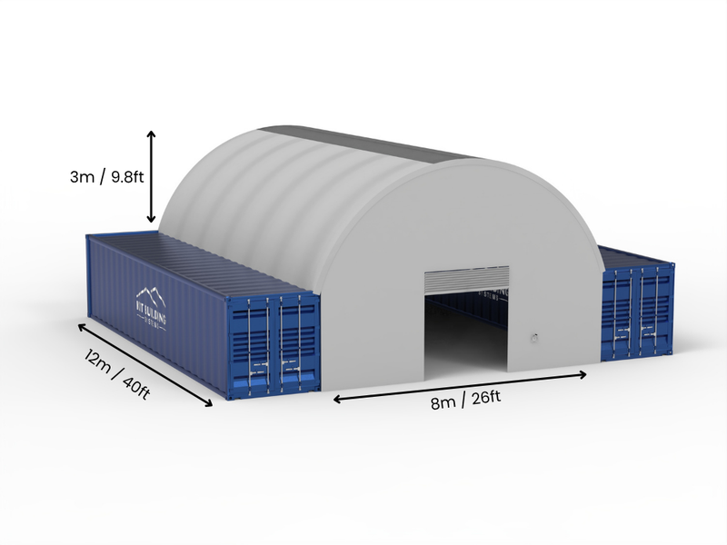 Hapësira 8m (26ft) | Tenda Kontejnerësh Gjerësia 26ft, Lartësia 10ft (8m x 3m)