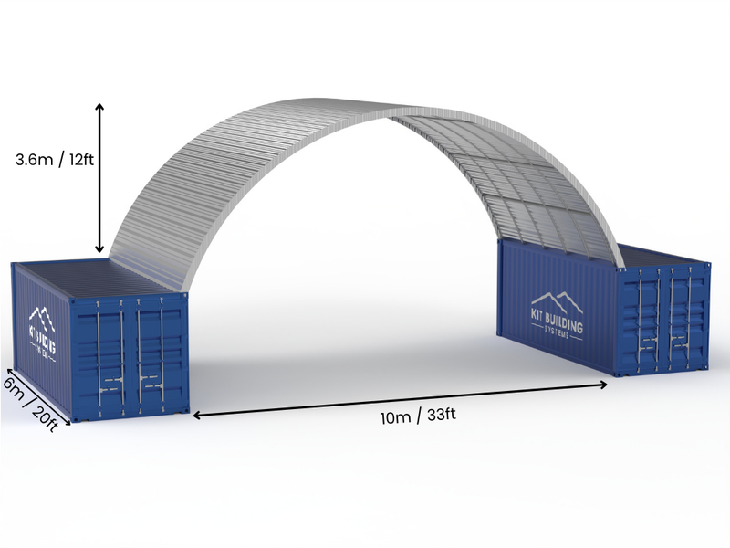 Hapësira 10m (33ft) | Tenda Kontejnerësh prej Çeliku - 33ft x 12ft (10m x 3.6m)