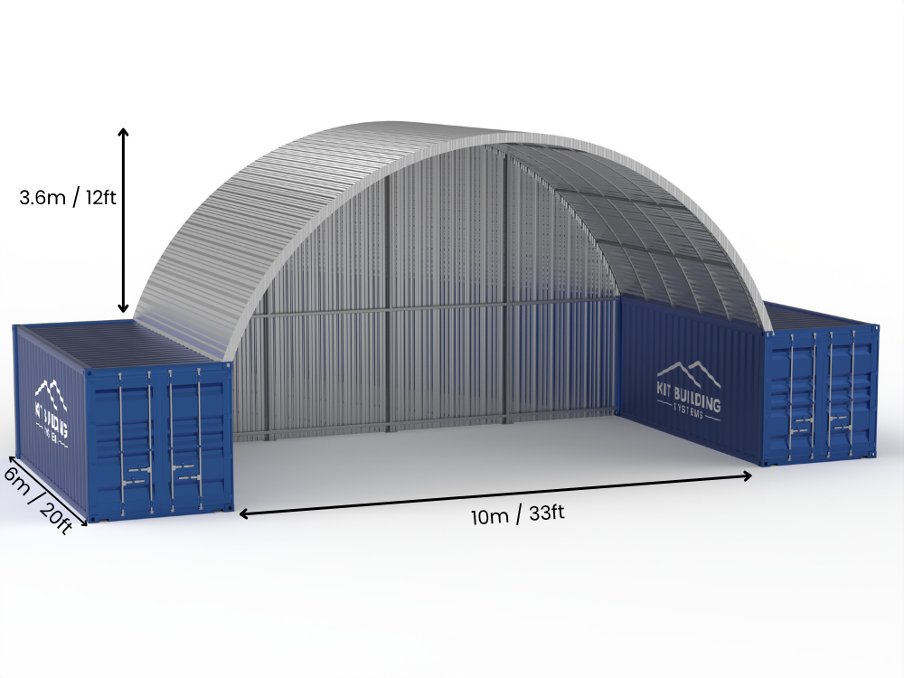 Hapësira 10m (33ft) | Tenda Kontejnerësh prej Çeliku - 33ft x 12ft (10m x 3.6m)