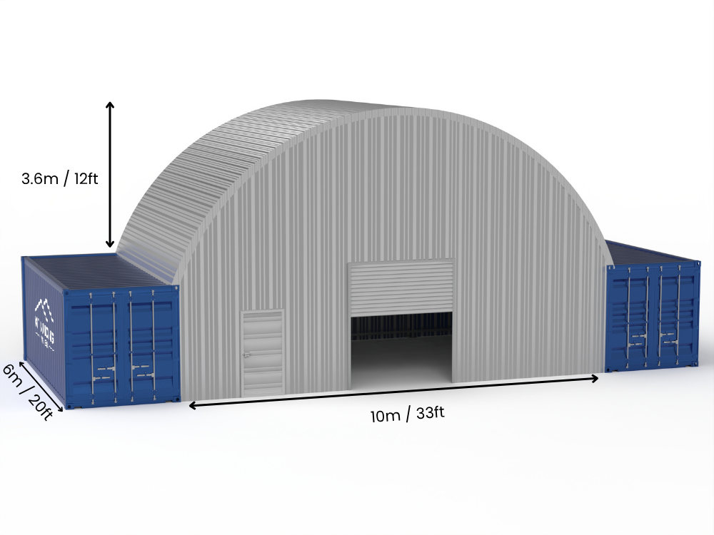 Hapësira 10m (33ft) | Tenda Kontejnerësh prej Çeliku - 33ft x 12ft (10m x 3.6m)