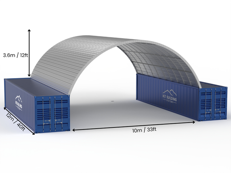 Hapësira 10m (33ft) | Tenda Kontejnerësh prej Çeliku - 33ft x 12ft (10m x 3.6m)