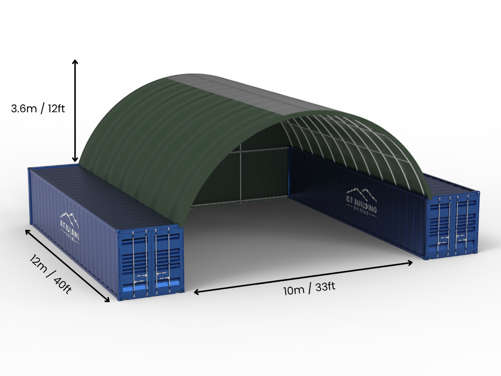 Hapësira 10m (33ft) | Tenda Kontejnerësh - 33ft x 12ft (10m x 3.6m)