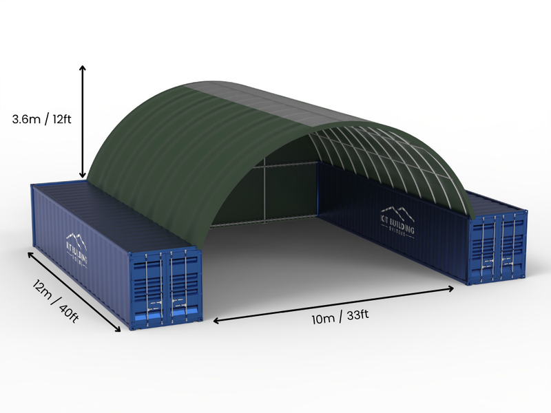Hapësira 10m (33ft) | Tenda Kontejnerësh - 33ft x 12ft (10m x 3.6m)