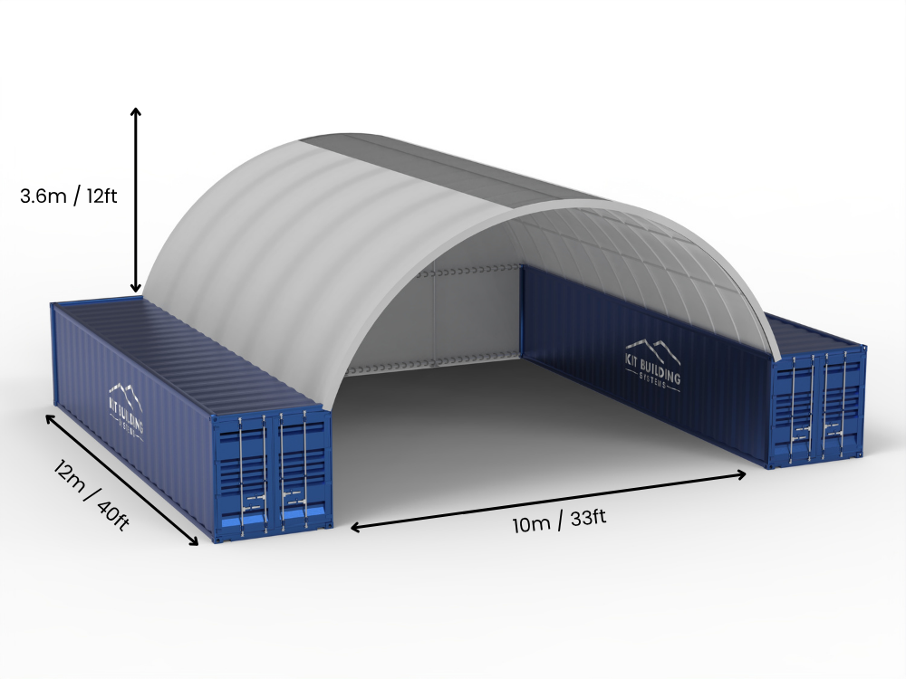 Hapësira 10m (33ft) | Tenda Kontejnerësh - 33ft x 12ft (10m x 3.6m)
