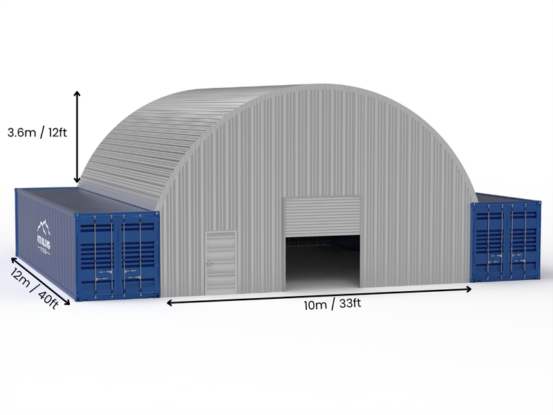 Hapësira 10m (33ft) | Tenda Kontejnerësh prej Çeliku - 33ft x 12ft (10m x 3.6m)