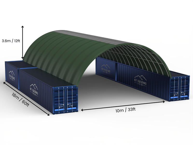 Hapësira 10m (33ft) | Tenda Kontejnerësh - 33ft x 12ft (10m x 3.6m)