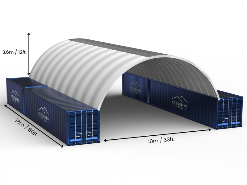Hapësira 10m (33ft) | Tenda Kontejnerësh - 33ft x 12ft (10m x 3.6m)
