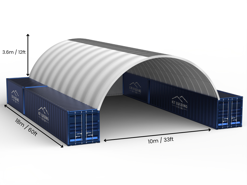 Hapësira 10m (33ft) | Tenda Kontejnerësh - 33ft x 12ft (10m x 3.6m)