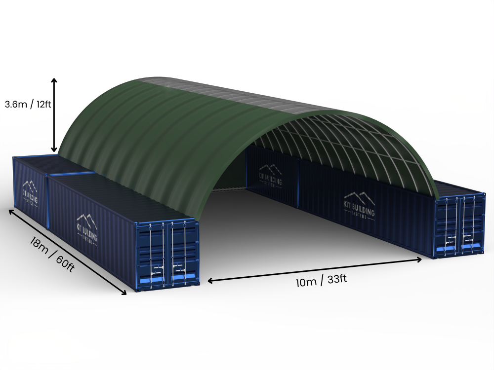 Hapësira 10m (33ft) | Tenda Kontejnerësh - 33ft x 12ft (10m x 3.6m)