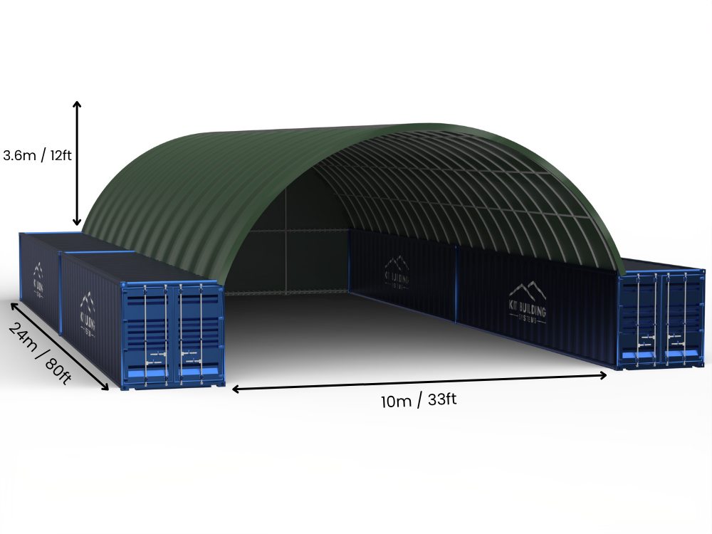 Hapësira 10m (33ft) | Tenda Kontejnerësh - 33ft x 12ft (10m x 3.6m)