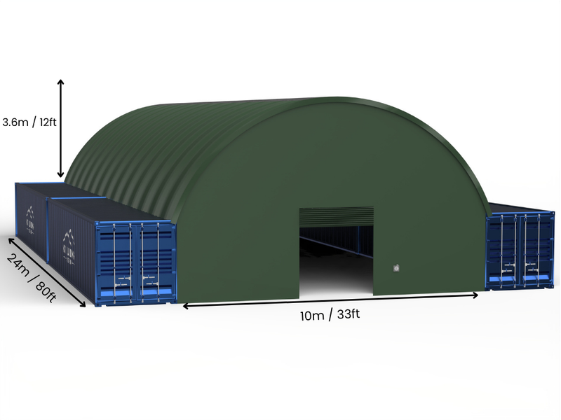 Hapësira 10m (33ft) | Tenda Kontejnerësh - 33ft x 12ft (10m x 3.6m)