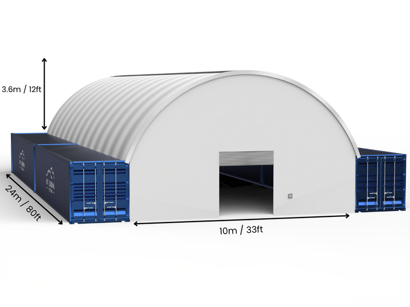 Hapësira 10m (33ft) | Tenda Kontejnerësh - 33ft x 12ft (10m x 3.6m)