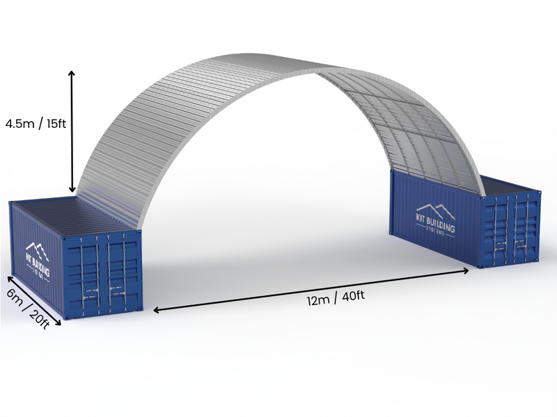 Hapësira 12m (40ft) | Tenda Kontejnerësh prej Çeliku - 40ft x 15ft (12m x 4.5m)