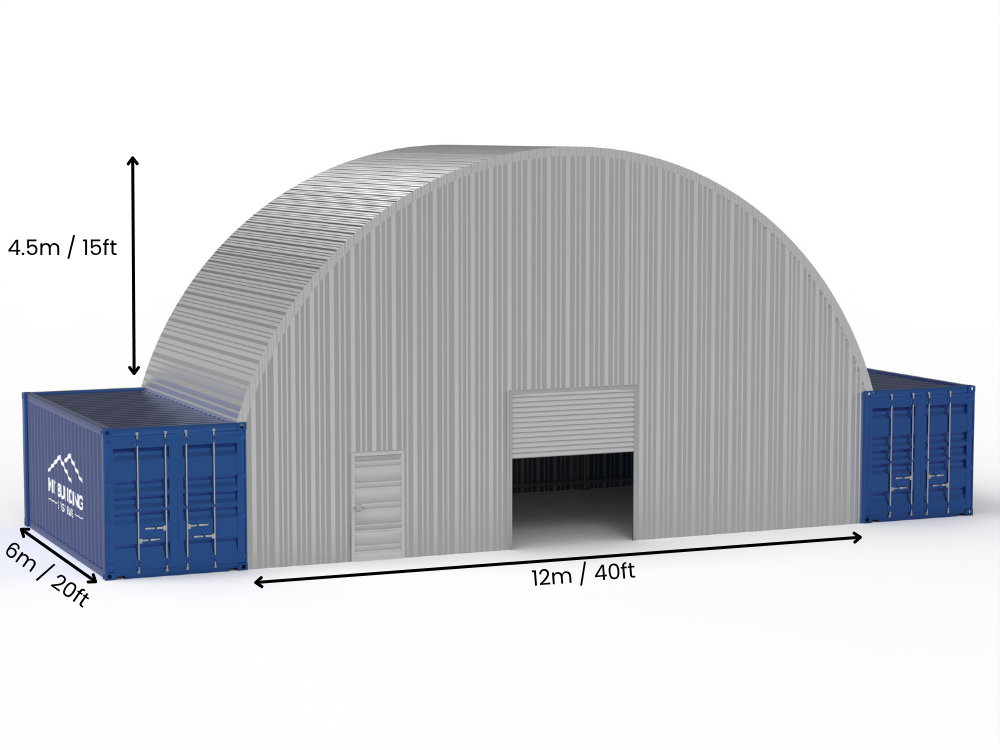 Hapësira 12m (40ft) | Tenda Kontejnerësh prej Çeliku - 40ft x 15ft (12m x 4.5m)