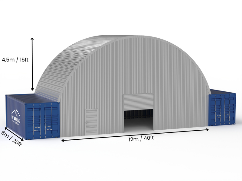 Hapësira 12m (40ft) | Tenda Kontejnerësh prej Çeliku - 40ft x 15ft (12m x 4.5m)
