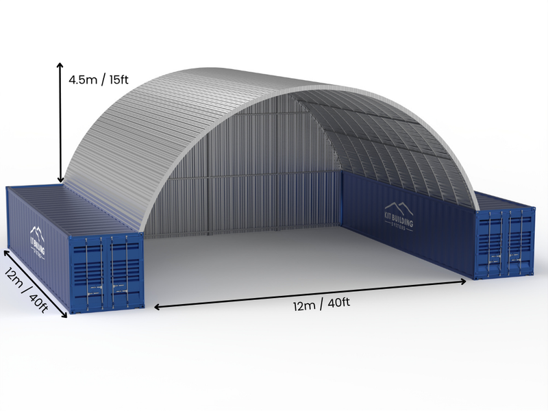 Hapësira 12m (40ft) | Tenda Kontejnerësh prej Çeliku - 40ft x 15ft (12m x 4.5m)
