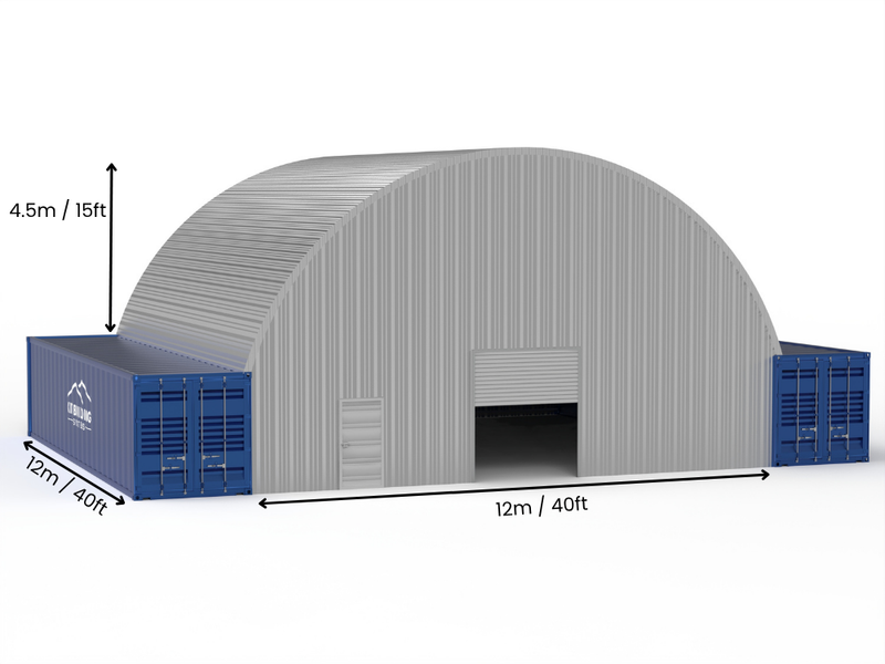 Hapësira 12m (40ft) | Tenda Kontejnerësh prej Çeliku - 40ft x 15ft (12m x 4.5m)