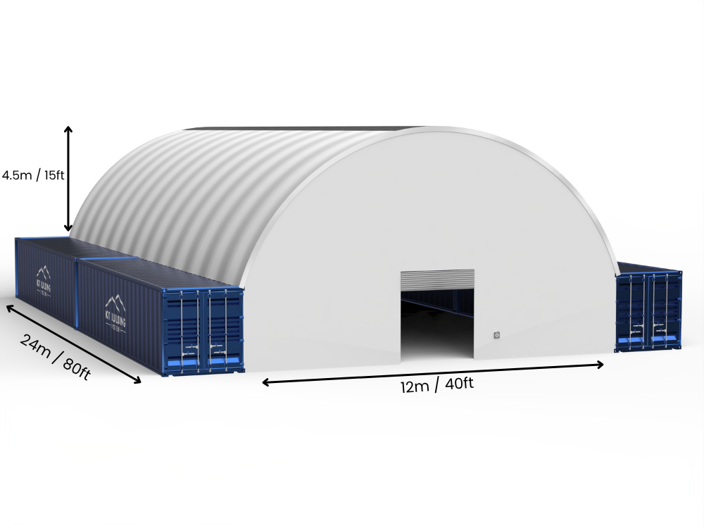 Hapësira 12m (40ft) | Tenda Kontejnerësh - 40ft x 12ft (12m x 4.5m)