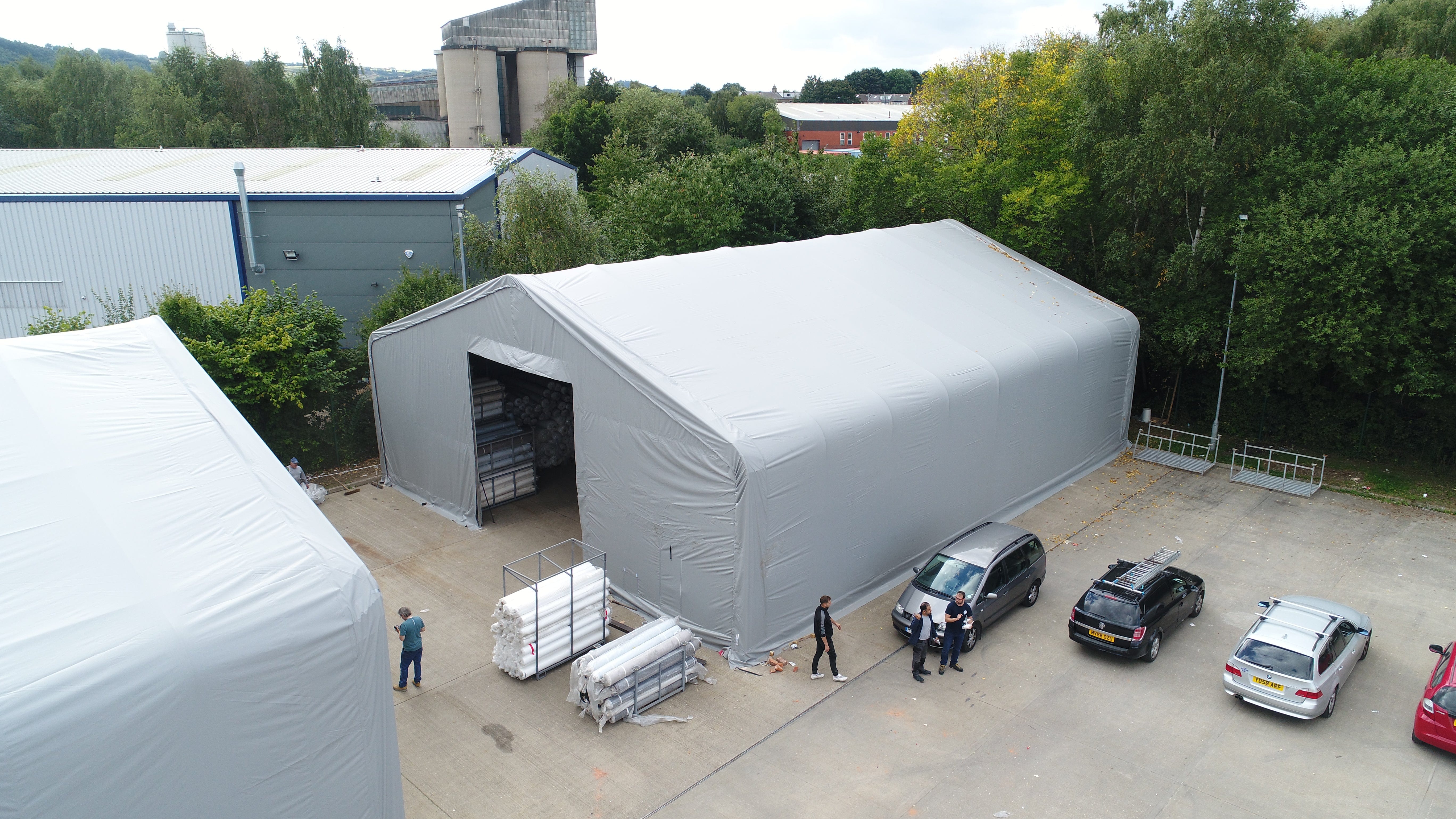 Large temporary warehouse tent