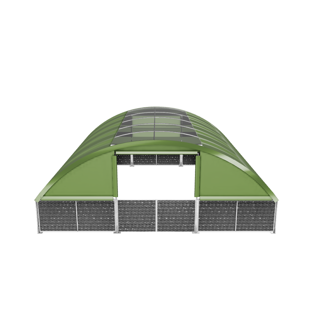 Green arched outdoor shelter