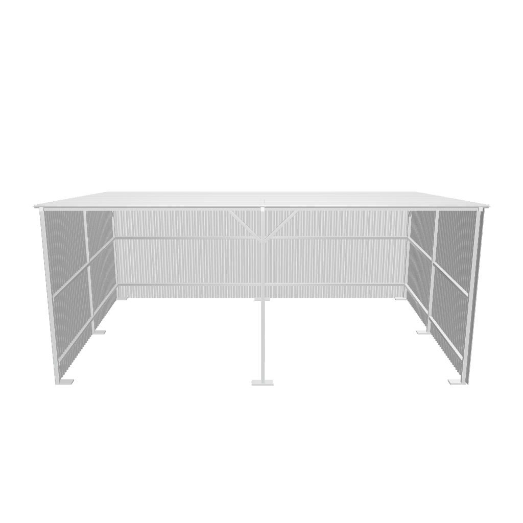 Three-sided open steel shelter