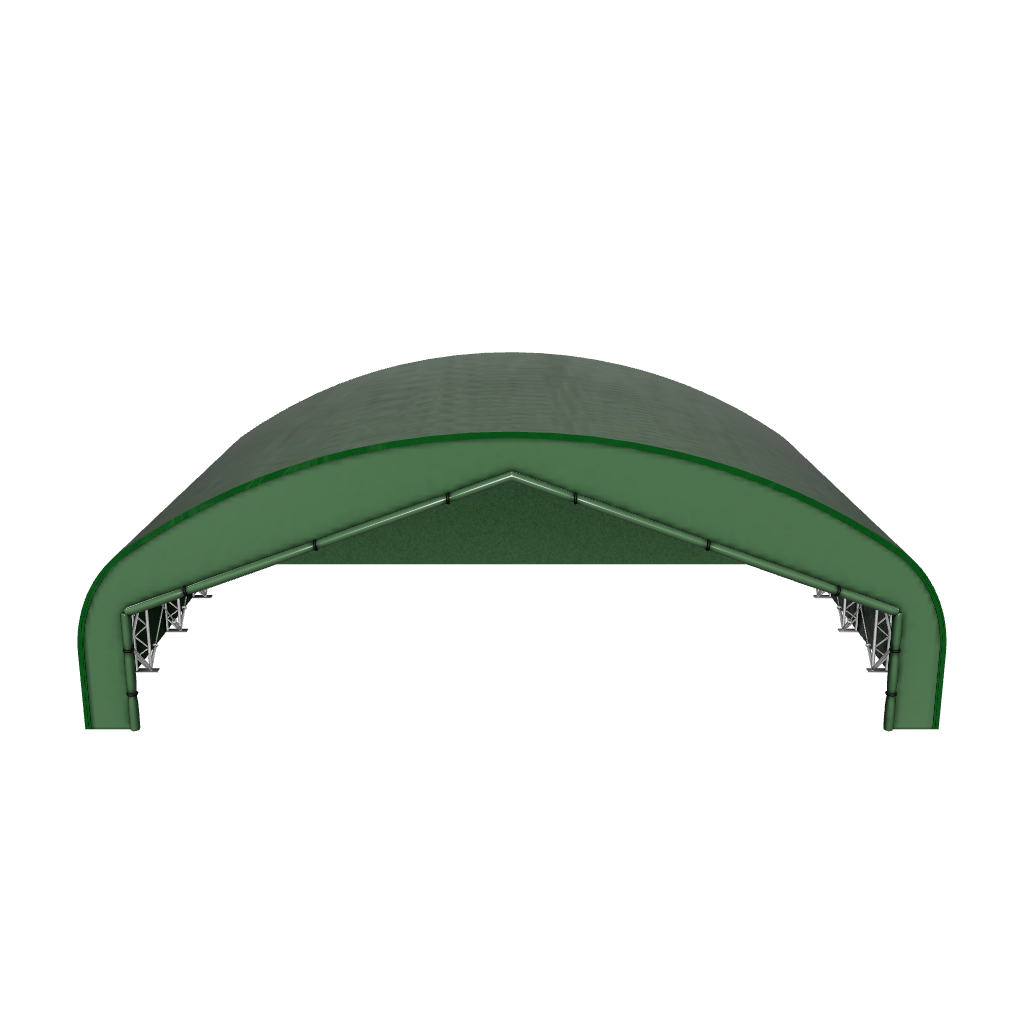 Green aircraft hangar.